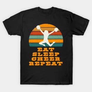 Eat Sleep Cheer Repeat with Vintage Sunset T-Shirt
